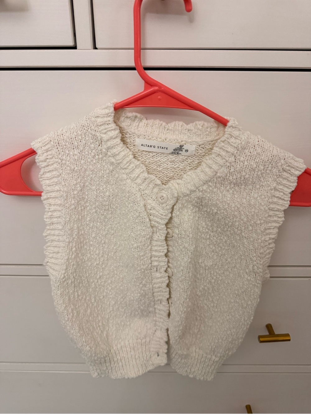 Altar’d State Cream Knit Button Vest